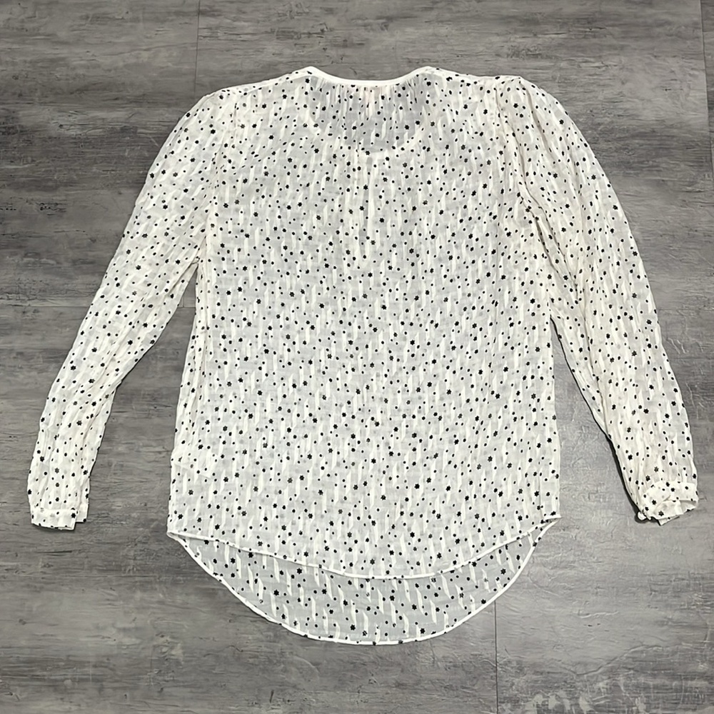 Rebecca Taylor Sheer Long Sleeve Cream Top Size 0 - Picture 9 of 11
